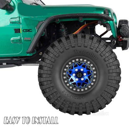 RC Aluminium 1.9 Beadlock Wheel Rims Set for 1/10 SCX10 90046 AXI03007 TRX4 TRX6 VS4-10 Gen7 Gen8 CFX MST D90 RC Crawler,(4PCS) 1.9 RC Beadlock Rims,1.9 rc Wheels,Navy Blue - color: Navy Blue- (Wheel Rims)