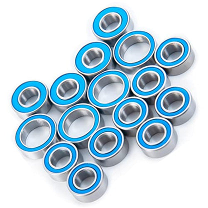 16Pcs Steel Wheel Hubs Axle Sealed Ball Bearing Kit for Tamiya TT-02 | 1/10 RC Car Truck Upgrade Parts Accessories