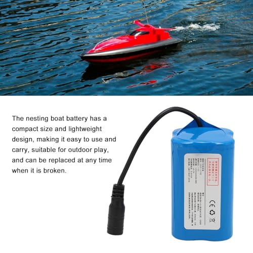 Nesting Boat Battery, 12000mAh 7.4V Fishing Boat Battery, Large Capacity Rechargeable Lithium Battery for RC Fishing Bait Boat