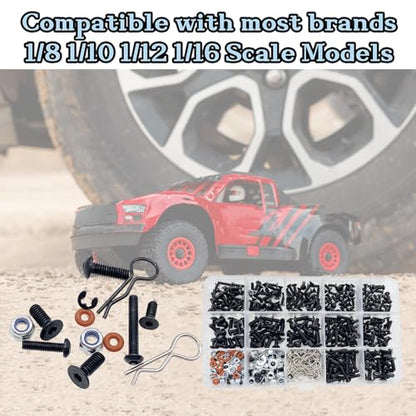 500pcs RC Screws Kit,RC Screws for Traxxas Arrma Axial Redcat HPS SCX10 1/8 1/10 1/12 1/16 Scale RC Cars Trucks Crawler, Screws Assortment Set, Hardware Fasteners (500pcs RC Screw Kit) - style: 500pcs RC Screw Kit