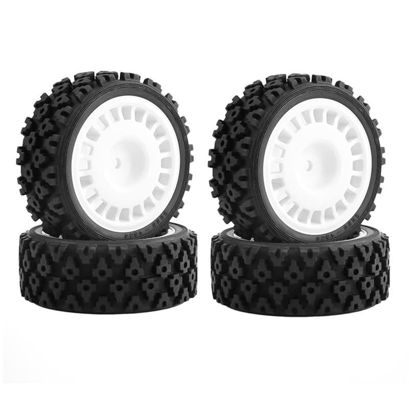 4Pcs Rubber Tire Plastic Wheel Tyre for Tamiya XV-01 XV01 TA06 TT-01 TT-02 PTG-2 RC Rally 1/10 RC Car Upgrades Parts Accessories