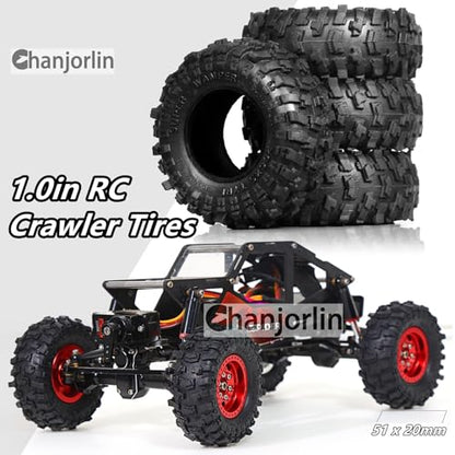 1.0 RC Crawler Tires OD 51mm 1/24 1/18 All Terrain Super Soft Sticky Rubber Mud Slingers Wheels Tyres with Foam for 1:24 1:18 Rock Crawler Car Axial SCX24 FMS AX24 FCX18 FCX24 TRX4M 4PCS