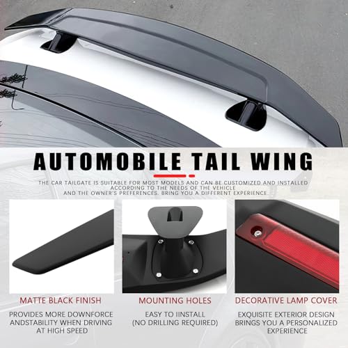 JMTBNO 46Inch Universal Rear Spoiler, Black Sport Style Racing Spoiler Truck Wing Lightweight,Rear Trunk Spoiler Wing Lid Tail Deck Spoiler Fit for Sedan Coupe Hatchback - color: Matt Black