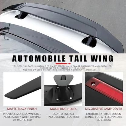 JMTBNO 46Inch Universal Rear Spoiler, Black Sport Style Racing Spoiler Truck Wing Lightweight,Rear Trunk Spoiler Wing Lid Tail Deck Spoiler Fit for Sedan Coupe Hatchback - color: Matt Black