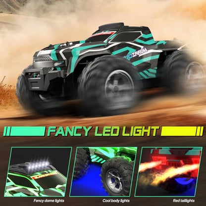 Resosese Remote Control Car for Boys, 1:16 Scale All Terrain RC Cars,High Speed 25Km/h Fast Car with Colorful Led Light and Spray RC Truck,Toy Car Gift for 6 7 8 9-14 Year Old Boys