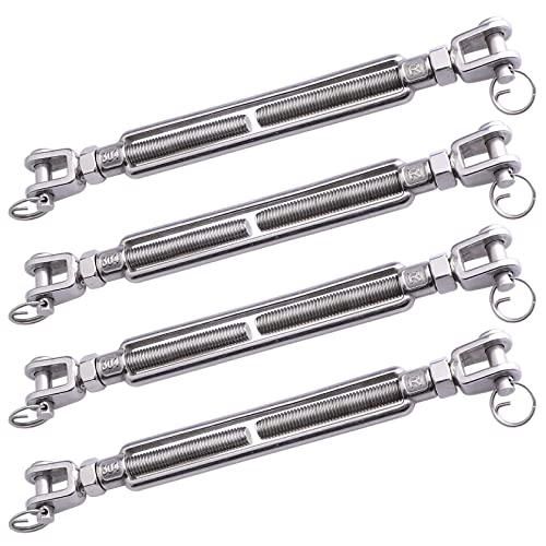 1/2 x 6.5 Inch SS Jaw and Jaw Turnbuckles M12 Turnbuckle, 304 Stainless Steel, 2200 lbs Load (4PCS)