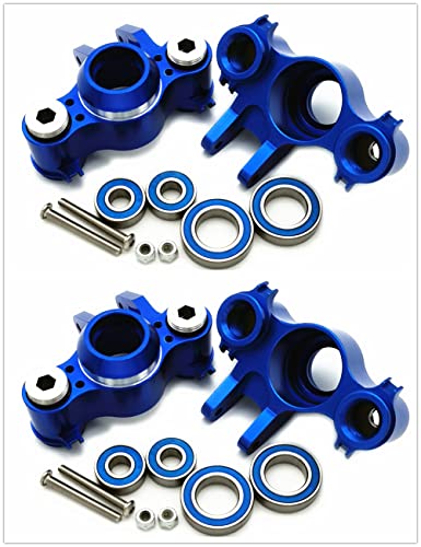 Aluminum Steering Block Knuckle Arm W/Rubber Shielded Bearings -4PCS Blue for Traxxas 1/10 Old E-REVO EREVO Summit E-MAXX T-MAXX3.3 Slayer Pro 4X4 5334R