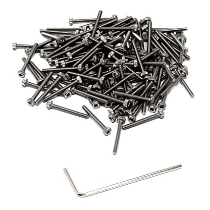 iexcell 100 Pcs M2 x 20mm Thread Pitch 0.4 mm Stainless Steel 304 Hex Socket Head Cap Screws Bolts Kit - size: M2 x 20mm