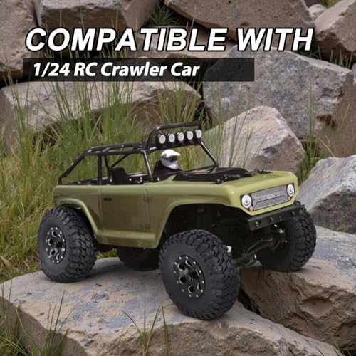 Hobbypark 1.0 Beadlock Wheels and Tires 4Pcs Metal Micro Crawler Tires with Extended Wheel Spacers Offsets for 1/24 RC Crawler Car Axial SCX24 90081 Deadbolt Truck
