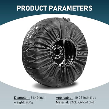 Car Spare Tire Cover, Waterproof Anti-scratch Oxford Cloth Protector with Adjustable Clip, Side Tool Pouch and Wider Handle Foldable Bag with Clear Marking, for 19" - 23" Tire (Black) - color: Black #Large
