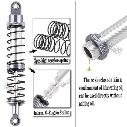 130mm RC Shocks Absorber Upgrades for 1/10 RC Hobby Cars,7075 Aluminum Full Metal Front Rear Shocks Absorber Damper,4PCS Titanium - size: 130 MM (5.12 in)
