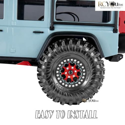 RC 1.3 Beadlock Wheel Tires&Aluminum Wheel Rim for 1/24 SCX24 FCX24,1/18 TRX4M RC Crawler Car,1.3 Beadlock Wheels and Tires/Wheels Tire,Red (4PCS) - color: Red- (Wheel Tires)