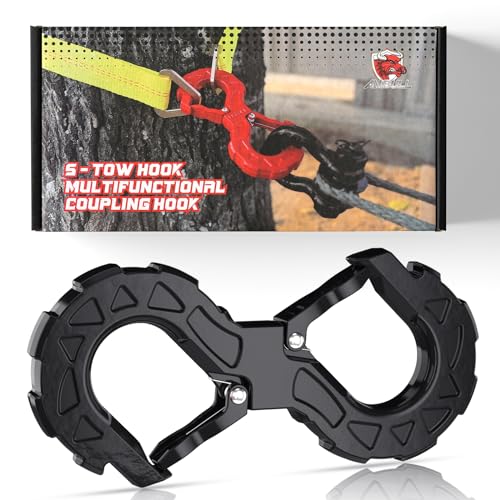 3/8 Tow Hook, Winch Hook for Off-Road Recovery, Towing Shackle 33000 Lbs, G80 Heavy Duty Strength Integrated Winch Quick Shackle, Black - color: Black