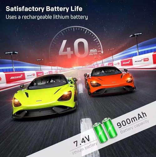 MIEBELY 1:12 Licensed McLaren 765LT RC Car 2.4G LED Toy for Kids Adults | Official license; dual 900mAh lithium; 40min playtime; 2.4G 200ft control; steering trim; left/right remote; LED lights - color: Orange