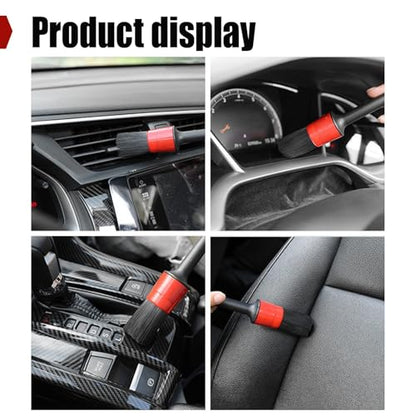 ZIMISI Short Handle Car Wash Brush, Stiff Bristle Carpet Brush, Multipurpose Car Cleaning Kit, Wheel Brushes for Cleaning Wheels, Tire Brushes for Vehicle Body Surface, Rims, Home (Red)