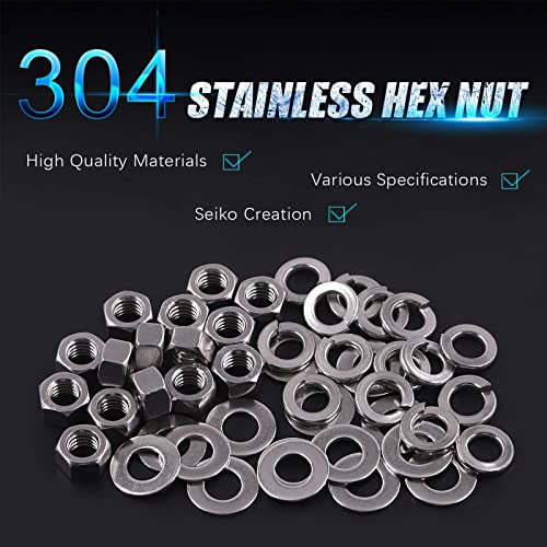Swpeet 45Pcs SAE 304 Stainless Steel 3/8-16" Hex Nuts and #3/8 Flat Washers with #3/8 Split Lock Washers Assortment Kit, Coarse Thread Hexagon Nut for Home Automotive Shop Use - size: #3/8-16 Hex Nuts & Washers