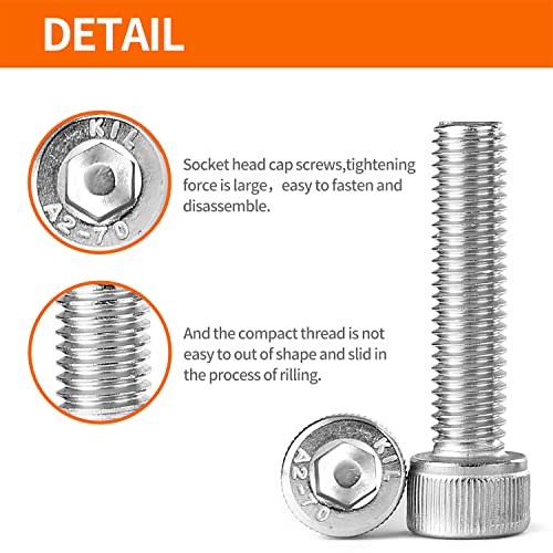 M6 x 30mm 35mm 40mm 45mm 50mm Hex Socket Head Cap Screws Bolts 304 Stainless Steel Metric Machine Allen Hex Drive, Fully Threaded, Assortment Kit 50PCS - size: M6 x 30/35/40/45/50mm (50PCS)