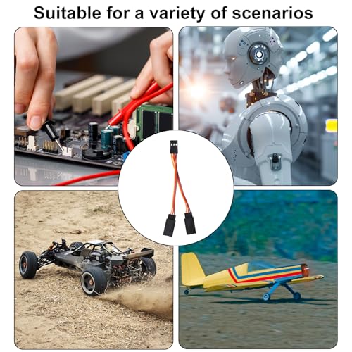 6pcs Servo Y Splitter Cable, 3.15in/8cm 1 Female to 2 Male Extension Harness Cord Splitter Wire Replacement for JR/Futaba Used on RC Cars Drones Boats Airplane Models