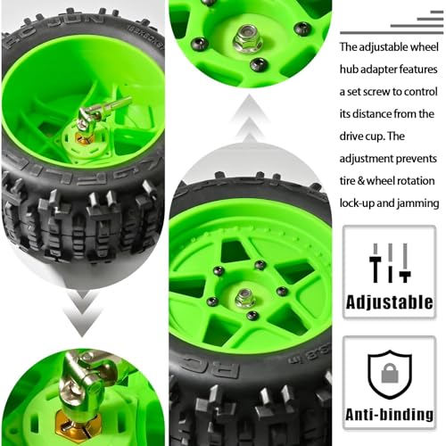 Aluminum 12mm Hex Wheel Hub 4Pcs w/Axle Pin M4 Flange Lock Nut Standard M3 M4 Nut 5mm Thickness Wheel Drive Adapter for 1/10 Traxxas HSP Redcat Rc4wd Tamiya Axial SCX10 WLtoy RC Car(25Pcs) - color: Gold, size: 5.0