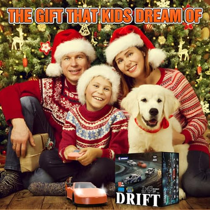 RC Drift car, 1/43 Mini Rc Drift car with Gyroscope, 2.4GHz Full Proportional Remote control Cars, 4WD High Speed Racing with Lights, Racing Tires, Model Cars Gift for Adults, Kids, Boys, Girls - color: Orange