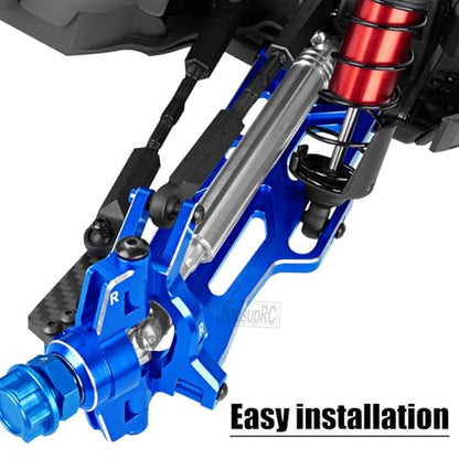 RC Aluminum Suspension Arms Set&Hubs Caster Blocks&Front Steering Block Knuckles&Rear Hubs Upgrades Parts for 1/10 Kraton/Outcast V2 4S BLX,Front Rear Suspension Arms Hops Up,Navy Blue - color: Blue(for 1/10)
