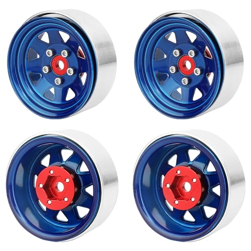 4PCS Metal 1.9" Beadlock Wheel Rim Set for 1/10 Axial 1/10 RC Crawler Auto Axial SCX10 90046 AXI03007 TRX4 VS4-10 Gen8 MST CFX (Blue)