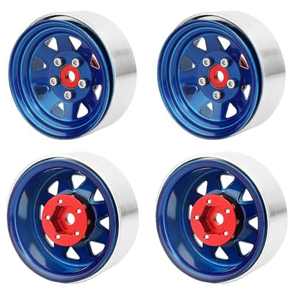 4PCS Metal 1.9" Beadlock Wheel Rim Set for 1/10 Axial 1/10 RC Crawler Auto Axial SCX10 90046 AXI03007 TRX4 VS4-10 Gen8 MST CFX (Blue)