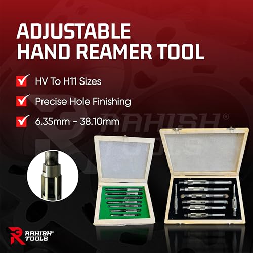 Adjustable Hand Reamer HV-H11 for Metal & Wood Repairs, 1/4" to 1-1/16" | Expandable Carbon Steel Blades, Straight Flutes, 6.35-26.98mm Capacity, Bore Sizing, Precise Hole Finishing & Repairing Tool - size: HV to H11 - 15Pcs