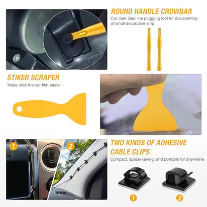 GOOACC 200Pcs Trim Removal Tool, Auto Push Pin Bumper Retainer Clip Set Fastener Terminal Remover Tool Adhesive Cable Clips Round Handle Crowbar Kit Car Panel Radio Removal Auto Clip Pliers, Yellow - color: 200Pcs Clips Removal Kit Yellow