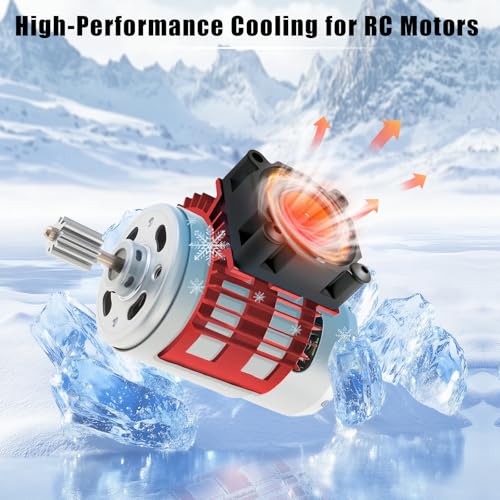 Alloy Heat Sink with 5V Cooling Fan for Traxxas Trx4 Slash ARRMA SCX10 and 1/10 RC Car - Compatible with 540, 550, 3650 Size Brushless Motor (Red) - style: Red