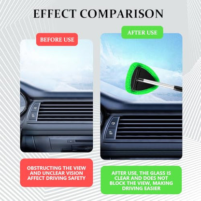 19" Extra-Long Windshield Cleaner Tool & Car Interior Detailing Kit | Extendable Handle and 4 Reusable Microfiber Pads, Streak & Lint-free, Auto Glass Wiper Brush for Car & Home - color: Green