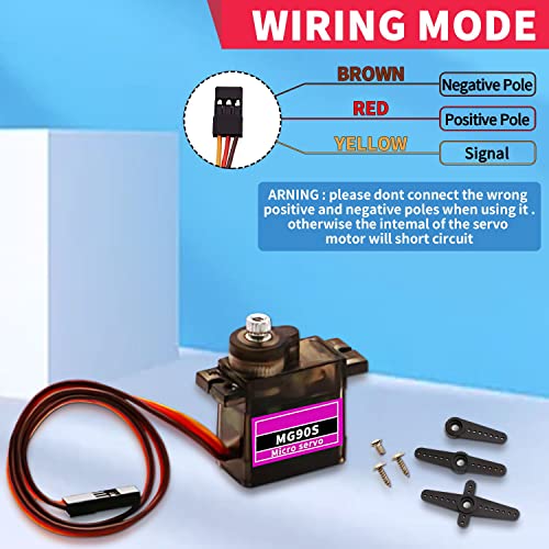 5PCS MG90S 9G Mini Metal Gear Micro Servo for Arduino RC Robot | 5PCS MG90S 9G micro servos with metal gears, high torque & precise control for Arduino, RC robot, helicopter & electronic DIY - style: 5PCS MG90S