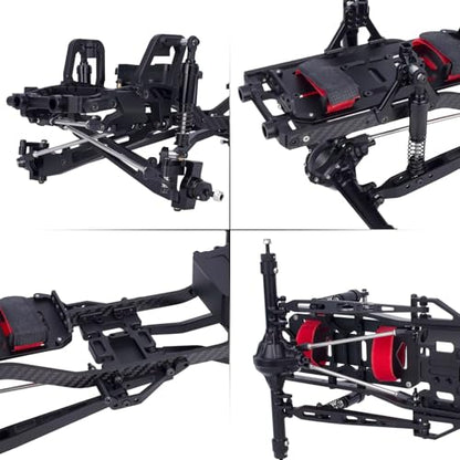 Twin I-Beam 2WD Pre-Runner CNC Aluminum Chassis Kit for 1/10 RC Crawler Axial SCX10 I II III Pro TRX4 Capra Upgrades (Black) - color: Black