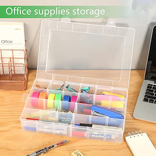 Gbivbe Large 24 Grids Plastic Organizer Box Adjustable Dividers,Clear Storage Box for Jewelry, Art DIY Crafts, Washi Tapes, Beads and Small Parts - color: Clear-1