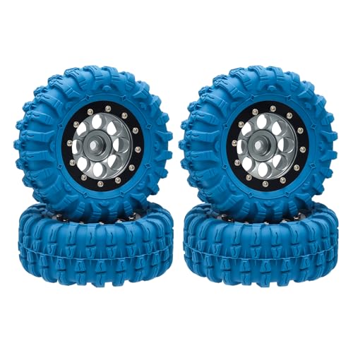 GOUPRC 1.3" Wheel Tires Set, Aluminum Beadlock Rim Swamp Claw Mud Terrain Dragon Claw Tread Pattern Tires for SCX24 TRX4M 1/18 1/24 Upgrade RC Crawler Car Titanium Black - style: Dragon Pattern Titanium Black