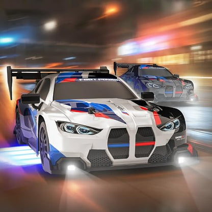 RC Drift Car, 1:24 Scale Remote Control Vehicle for Kids,2.4GHz 20KM/H 4WD High Speed RC Cars with LED Light, Two Batteries & Drifting Tires Racing Sport Toy Cars for Adults Boys Girls Kids 8607BK - style: 8607-Black