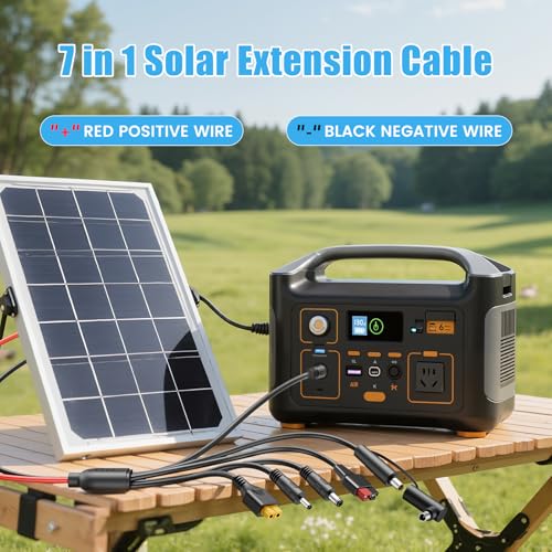 7-in-1 Solar Panel Adapter Connectors,3.6 Feet Universal 12AWG MC4 Cable to DC 8mm XT60 Anderson,Solar Charge Cable Kit Multiple DC Adapters for RC Battery Portable Power Stations, Solar Generators