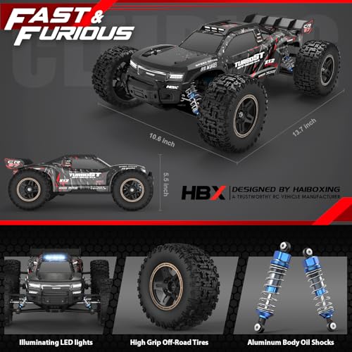 HAIBOXING 2997A 1/12 Brushless RC Cars, Fast RC Enthusiast Grade Max 45 Mph | 60A Waterproof ESC, Oil-Filled Shock, Center Differential, Fast 4WD Remote Control Car, 3S Batteries Applicable, Not Included - style: RC Stadium Truck