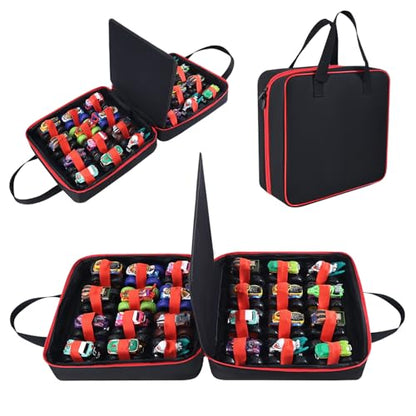 Carrying Case for 24 Monster Jam Trucks, Kids Toy Truck Storage Compatible with 24 Monster Jam Trucks, Holding for 1:64 Scale Monster Jam Trucks (Red) - color: Black