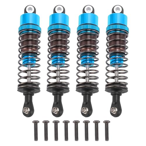 4 PCS Aluminum Alloy RC Shock Absorbers with Hydraulic Oil Damping System for 1/10 Scale RC Cars Off Road Buggy (Blue) - color: Blue