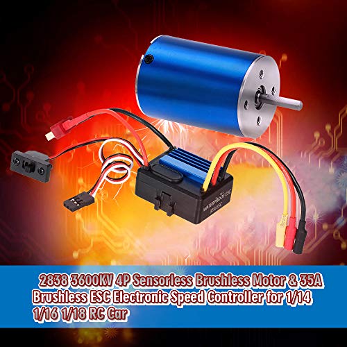 GoolRC 2838 3600KV 4P Sensorless Brushless Motor & 35A Brushless ESC Electronic Speed Controller for 1/14 1/16 1/18 RC Car