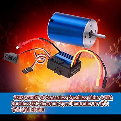 GoolRC 2838 3600KV 4P Sensorless Brushless Motor & 35A Brushless ESC Electronic Speed Controller for 1/14 1/16 1/18 RC Car
