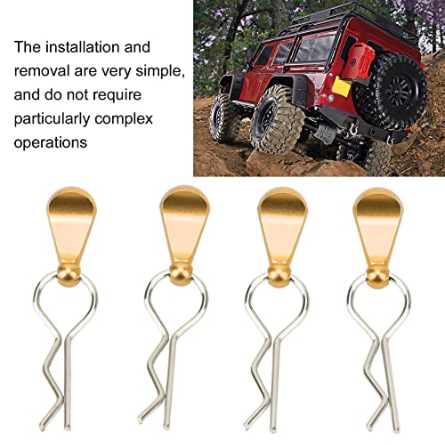 4Pcs RC Car Body Clips with Pull Tabs, Stainless Steel Universal Car Clips for 1 8 1 10 Remote Control Car Upgrade Parts (Gold) - color: Gold