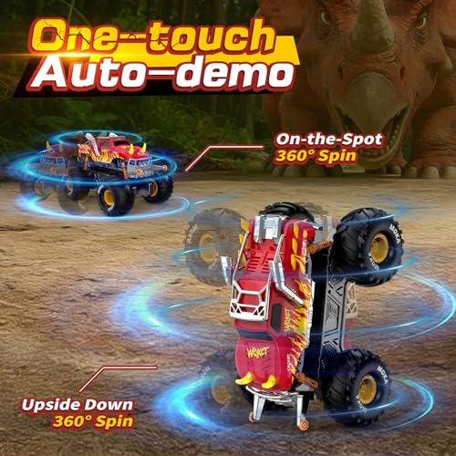 1:16 Waterproof Monster Truck Toys RC Cars Amphibious Remote Control Car Water Blaster Trucks 4WD All Terrain Off-Road Pickup Water Toy for 6-12 Year Old Kids Back-to-School Season - color: Red