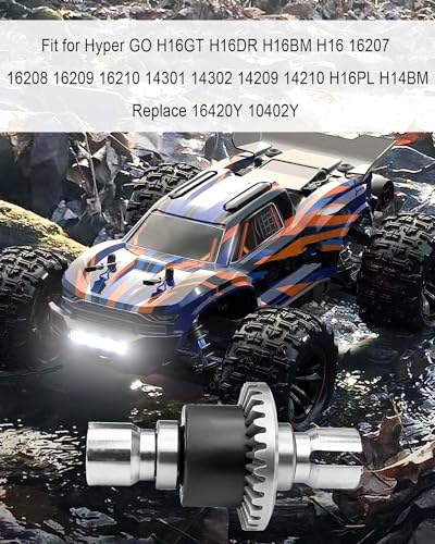 RC Car Differential and Differential Drive Gear Compatible with Hyper GO H16GT H16DR H16BM 1:16 1:14 Scale Replace 16420Y 10402Y Powder Metallurgy Material