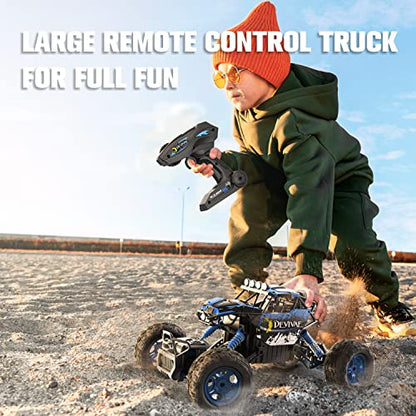 CROBOLL 1/12 Remote Control Car,4WD RC Monster Truck, Rock Crawler Toy | Upgraded Lifting Function, Gifts for Boys, All Terrain RC Truck, Blue Monster Truck, 2 Batteries, 60 Min Play - color: Blue