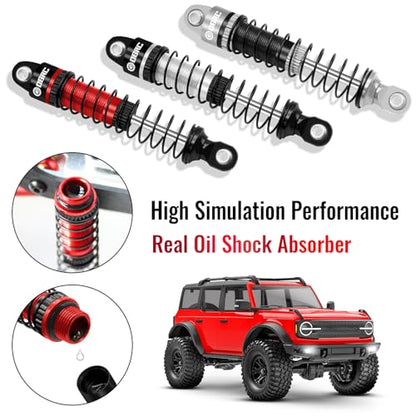 OGRC 60mm Long Travel RC Shock Absorber Oil Damper for TRX4M 1/18 RC Car | Oil-filled, Aluminum, for Traxxas TRX4M Upgrade Parts, Red - color: Black Red
