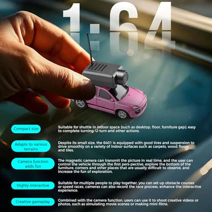 Wltoys Mini RC Car, 1:64 Scale FPV RC Drift Car with 720P HD Camera, 2.4GHz Transmitter, WiFi App Control with Gyro, LED Lights, Mini Racing Toys (Rose Red) - color: Rose Red