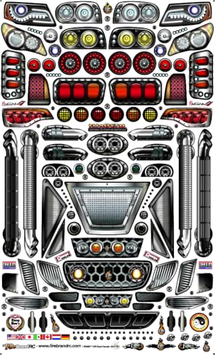 FIRE BRAND RC® Remix™ Off-Road Body RC Decals - Multi-Fit Vinyl Sheet (8.5" x 14") - Fits 1:10 Scale RC Truck or Buggy - Die-Cut for Easy Application