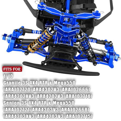 RC Upgrades Part for 1/10 Granite/Senton 3S & Mega550,Shock,A-Arm,Caster Block,Steering Blocks,Stub Axle Carriers,Links,Gearbox,Center Driveshaft Axles,Support,25T Spline,Steering,Blue - color: Navy Blue - (Upgrades Part)